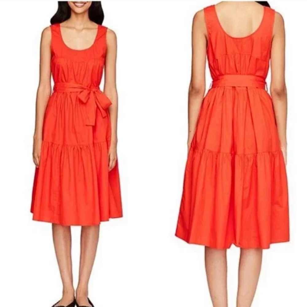 Roller Rabbit Coley Cotton Poplin Tiered Midi Dress in Scarlet